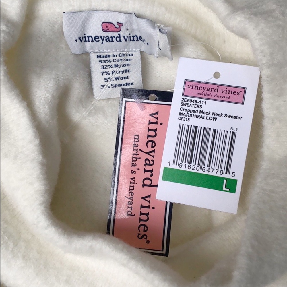 Vineyard Vines Cropped Mock Neck Sweater NWT sz L - Picture 6 of 8